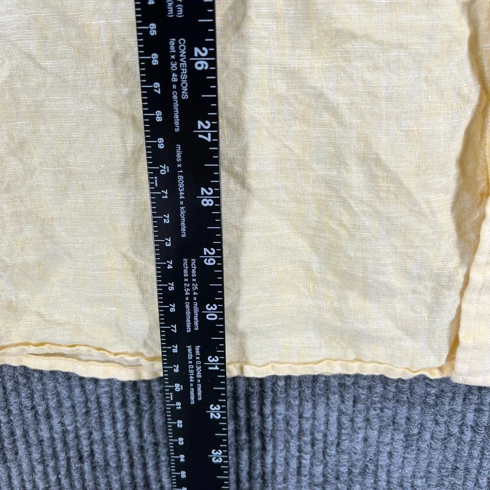 Cremieux Shirt‎ Mens XL Extra Large Yellow Linen Short Sleeve Button Down Casual
